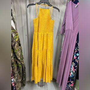 Simplee Apparel Yellow Eyelet Dress